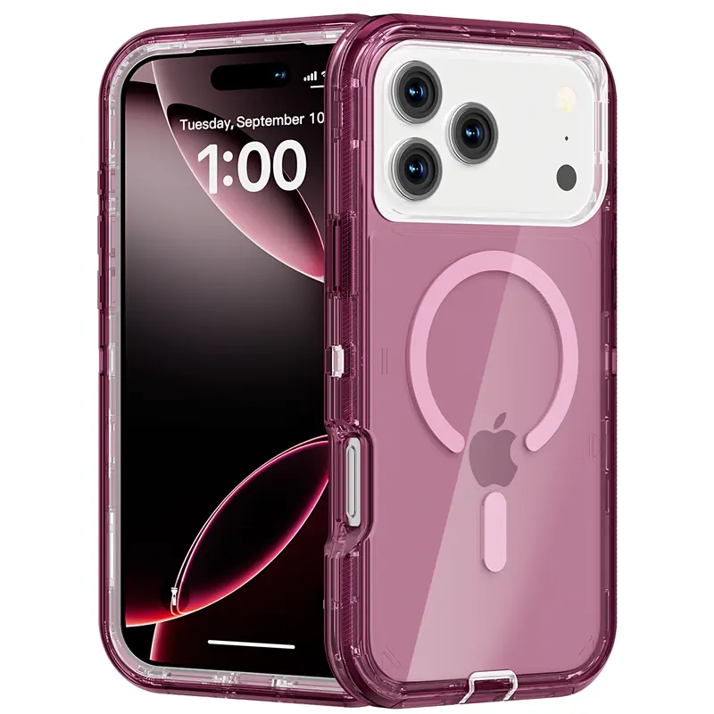 Magnetic Transparent Phone case For iPhone 18 Pro Max/18 Pro 17 16 15 14,Compatible with MagSafe, 3-Layer Durable Dual Layer Transparent Magnetic Phone Cases, Heavy Duty Shockproof and Anti-Drop Protective Cover