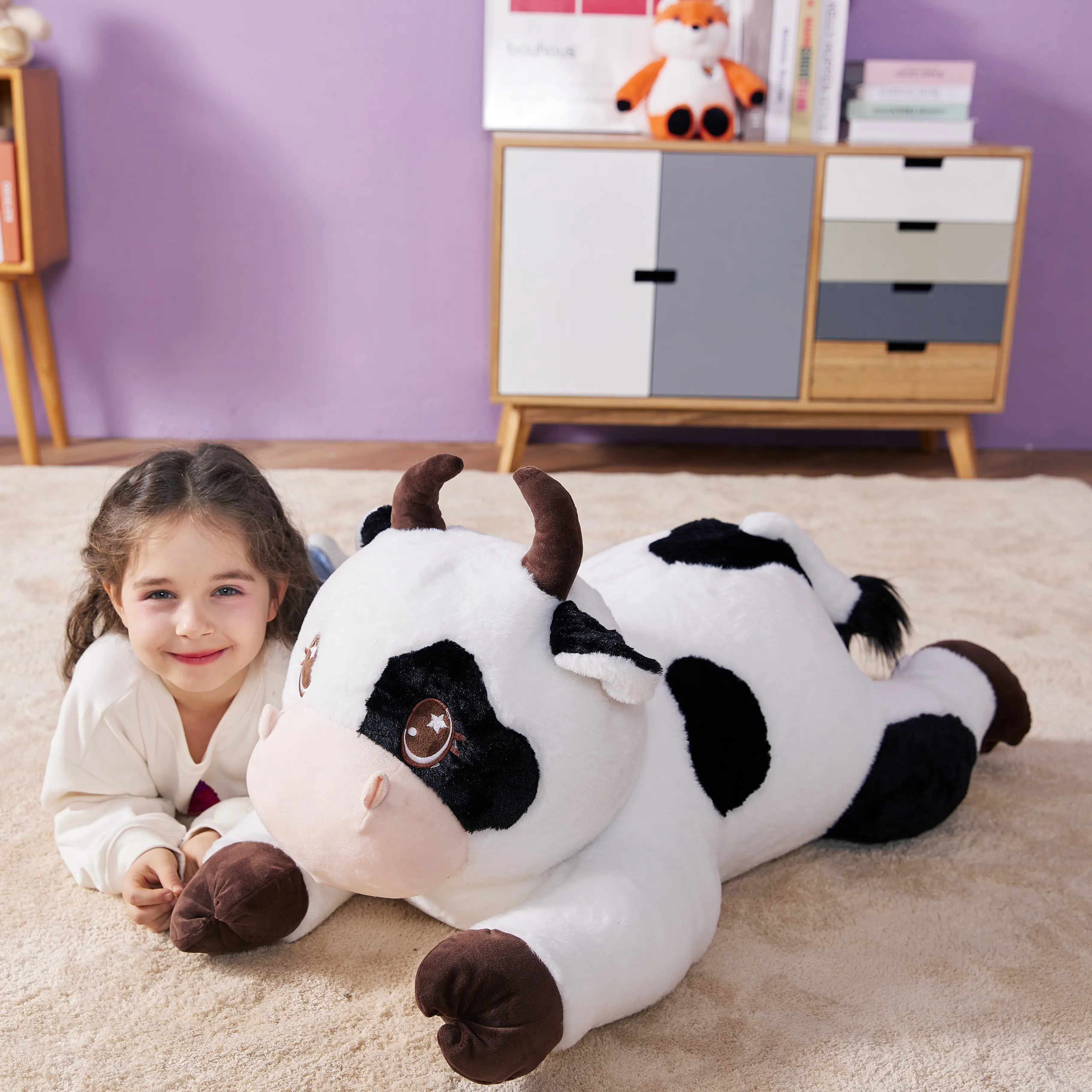 IKASA Giant Cow Stuffed Animal Plush Toy,30" Large Cow Cute Jumbo Soft Toys,Huge Big Size Plushy Fluffy Fat Oversized Plushie