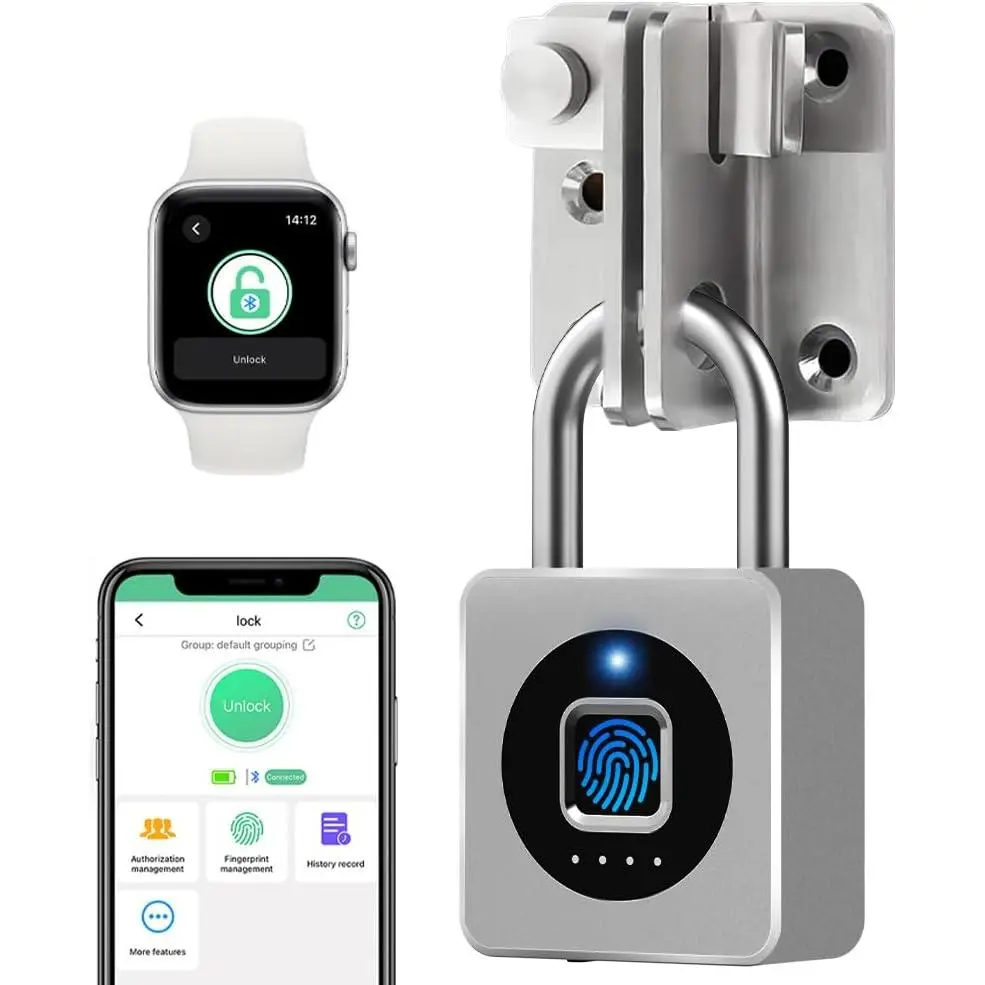 Gym Locker Padlock - Fingerprint Mobile APP Unlock Remote Unlock:  Keyless Biometric Padlock for Gym Locker Field Box Footlocker Tool Box  Case Type-C