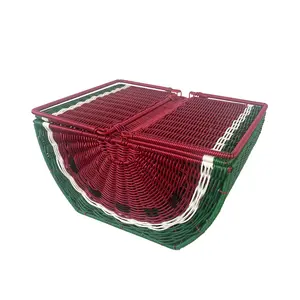 Rattan Basket ，Picnic，Fruit-style，Wicker，Woven Handle for Picnic, Camping, Outdoor wicker  picnic  basket Double-Handled Wicker Picnic Basket