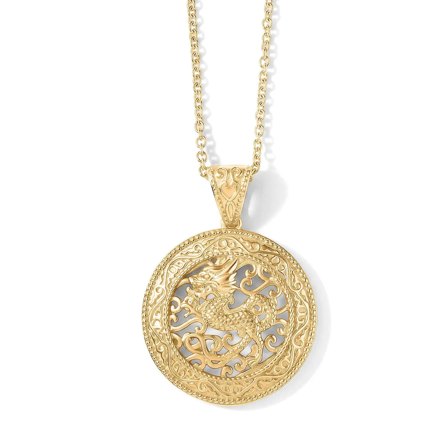 Bronzella Collection Pendant in 18K YG Plated Bronze with ION Plated YG Stainless Steel Necklace (20 Inches)
