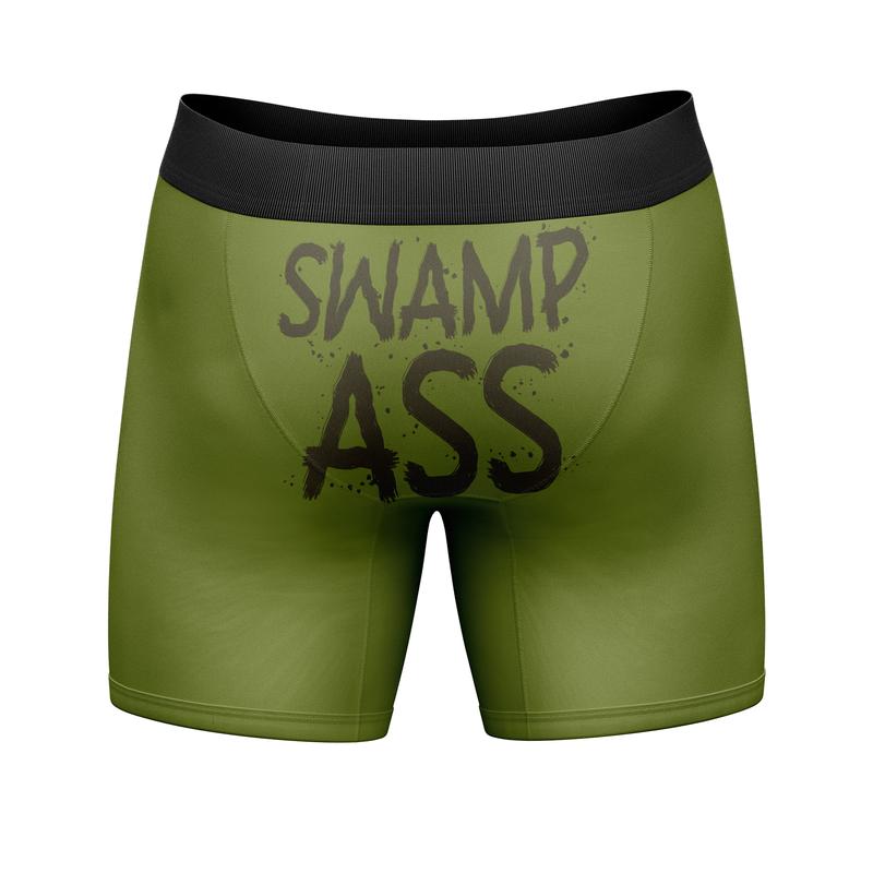 Mens Funny Boxers Swamp Ass Sarcastic Graphic Underwear for Men Funny Graphic Boxers Funny Adult Humor  Mens Novelty Boxer Briefs Green -