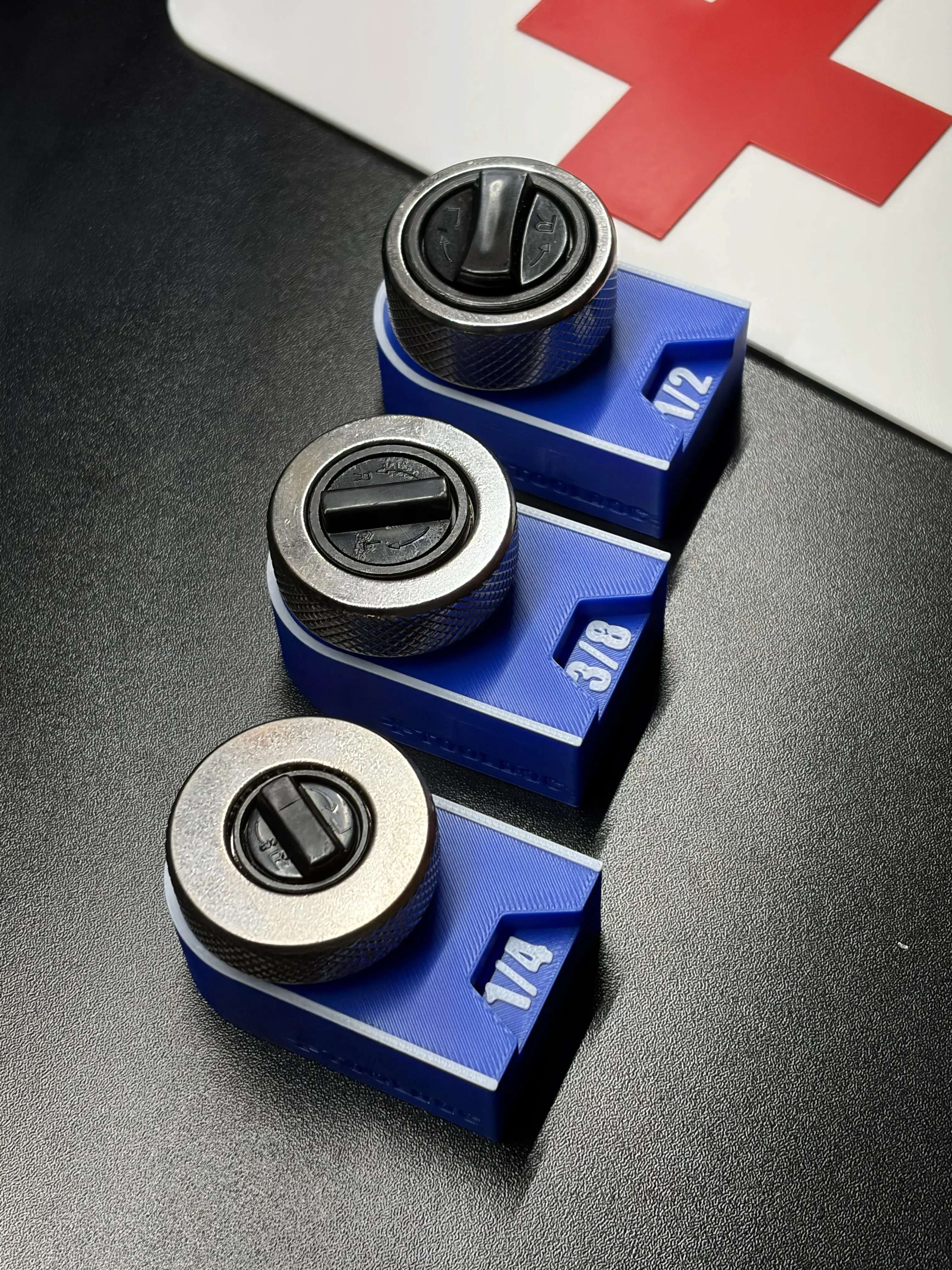 Thumbwheel Ratchet Holders - 1/4”, 3/8”, & 1/2” - Magnetic Tool Organizer for Toolboxes - Mechanic Organization