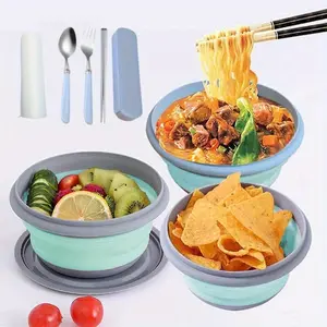 8 PCS Travel Bowl Portable Foldable Bowl Silicone Camping Bowl with Lid Salad Bowl Portable Expandable Lunch Box Food Storage Container for Outdoor Travel Picnic