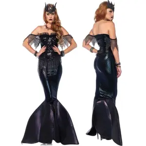Adult Mermaid Witch Costume with Shimmering Scale-Like Skirt & Chest Wrap - Elegant Mermaid Tail Evening Dress for Halloween, Halloween Costume Women, Halloween Dres Women, Halloween Costume For Women, Role Play Costume, Halloween Women Dre