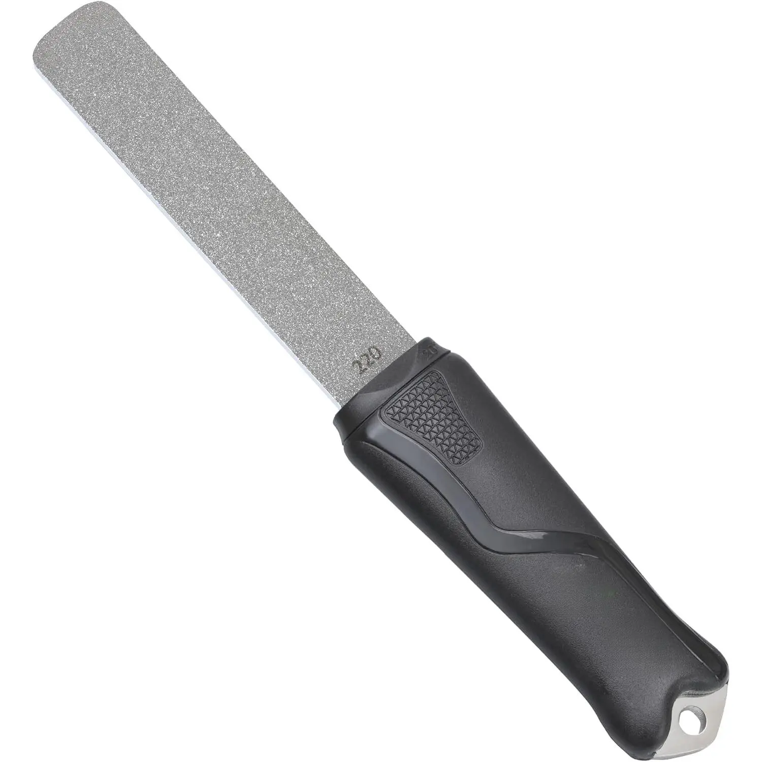 120N Dual-Grit Diamond Sharpening Stone File with Angle Guide, 220/600 Grit Tool Sharpener for Lawn Mower Blades, Axes, Hatchets, Machetes, Hedge Shears, Knives, Chisels & Drills