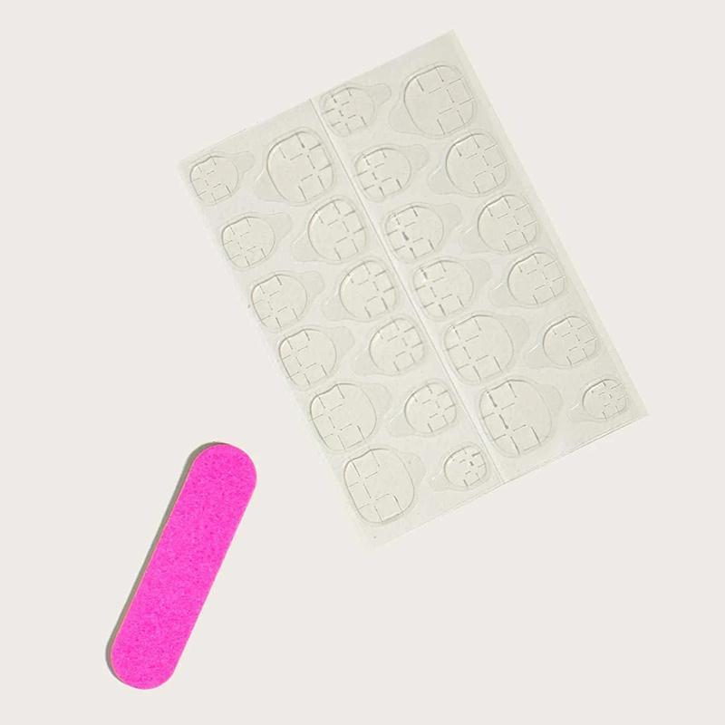 Elegant Ocean Blue Rhinestone Decorated Butterfly Nail Art Set, Removable European Style Manicure Tips with Star Pattern Rhinestones, 24pcs Glossy Finish Nails