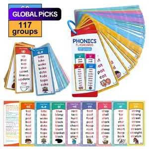 Phonics Word List Card Set, 60pcs/set 117 Groups Pronunciation Word List, Vocabulary Building Aids, Learning Tool, Classroom Supplies with Over 900 Pronounced Rhyming Words