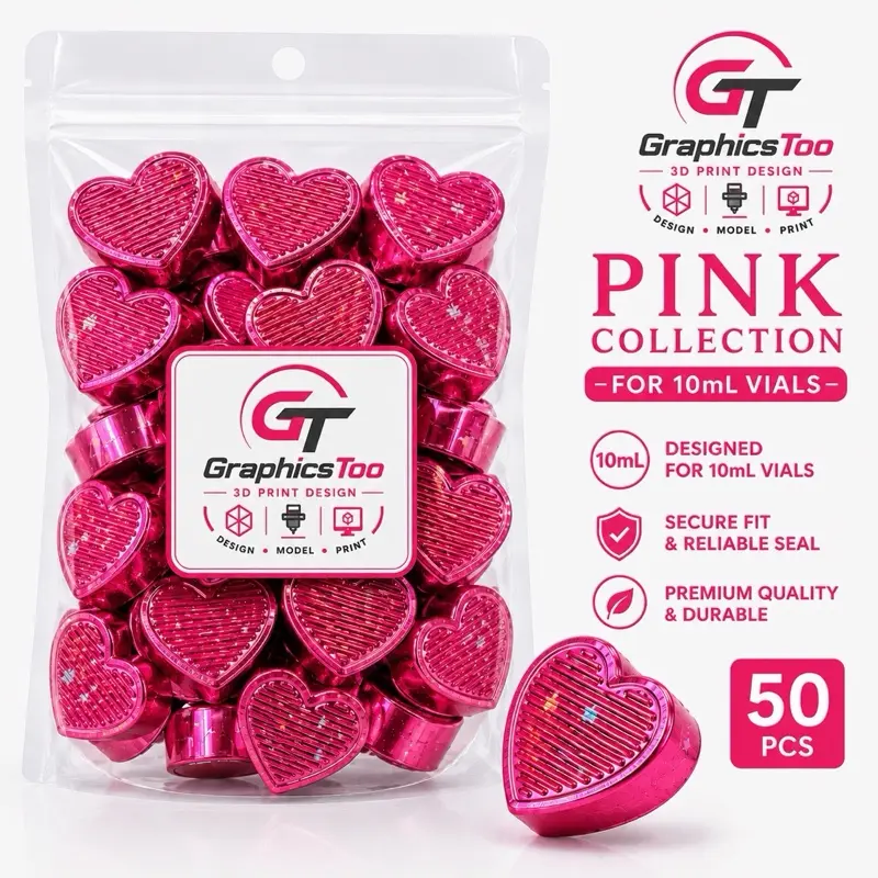 50 PCS Pink Collection 10ml Plastic Vial Caps, Recyclable Moistureproof Eco-Friendly Caps for 10ml Vial Containers, Ideal for Fridge Use