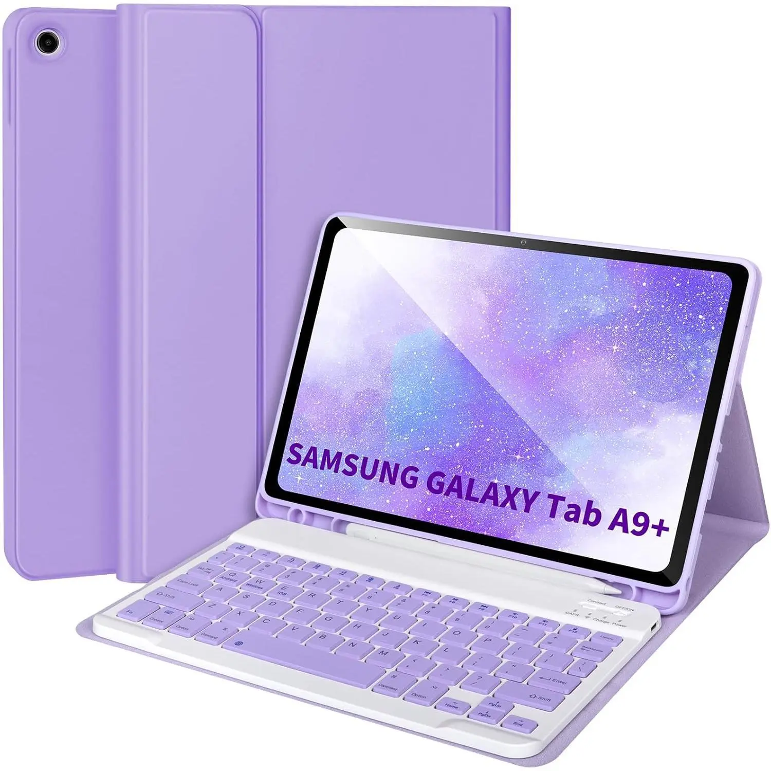 for Samsung Galaxy Tab A9+/Plus 11’’ 2023(SM-X210/X216/X218),Case with Keyboard for Samsung Tab A9+ with S Pen Holder,Detachable Bluetooth Keyboard for Galaxy A9 Auto Wake/Sleep,Purple