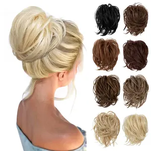 Bud Bun Artificial Hair Bun Natural & Fluffy Long Beard Curly Hair Bun Lazy Updo Chignon