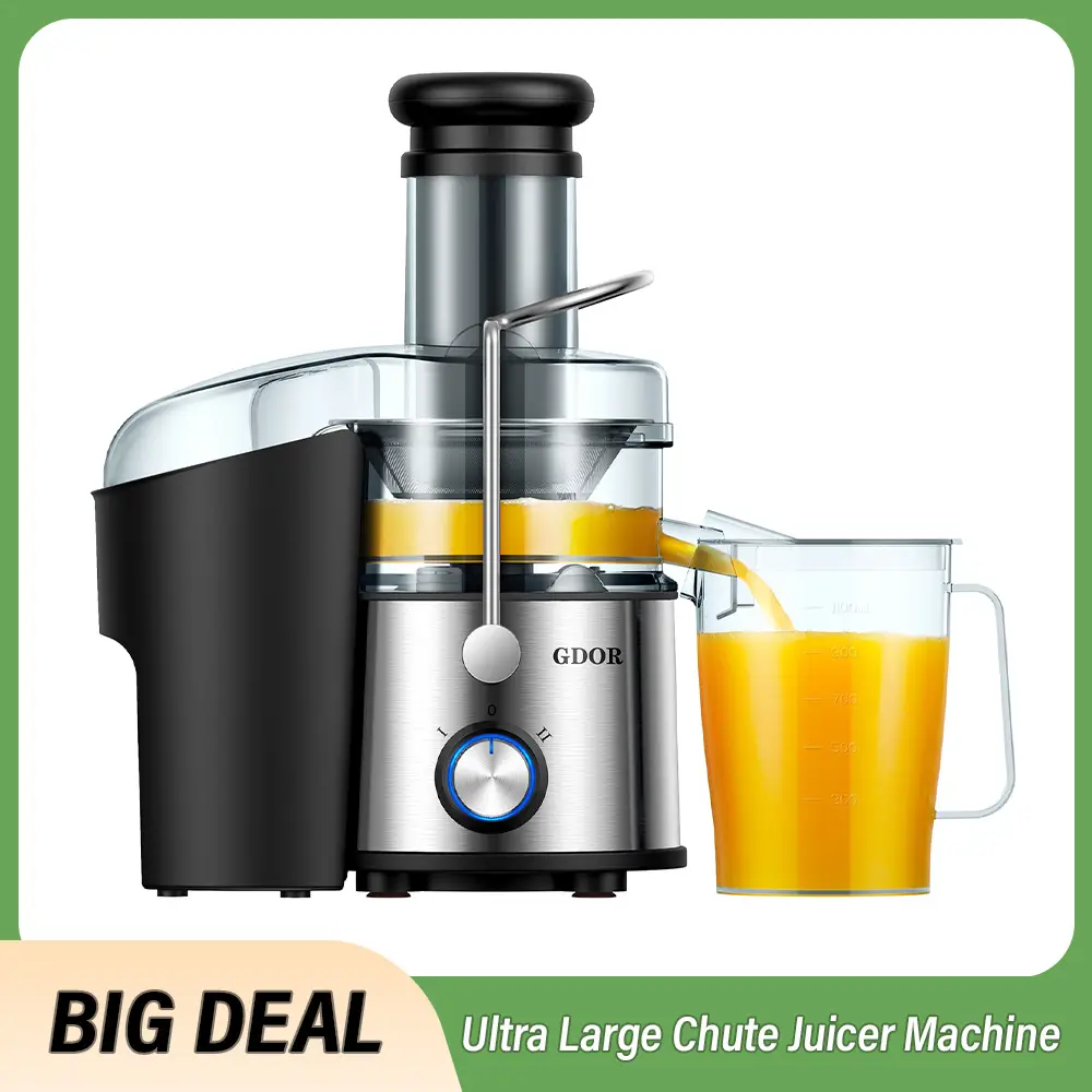 1200W Juicer with Titanium Enhanced Cut Disc, Larger 3” Feed Chute Juicer Machines for Whole Fruits and Vegetables, Centrifugal Juicer with 40 Oz Juic
