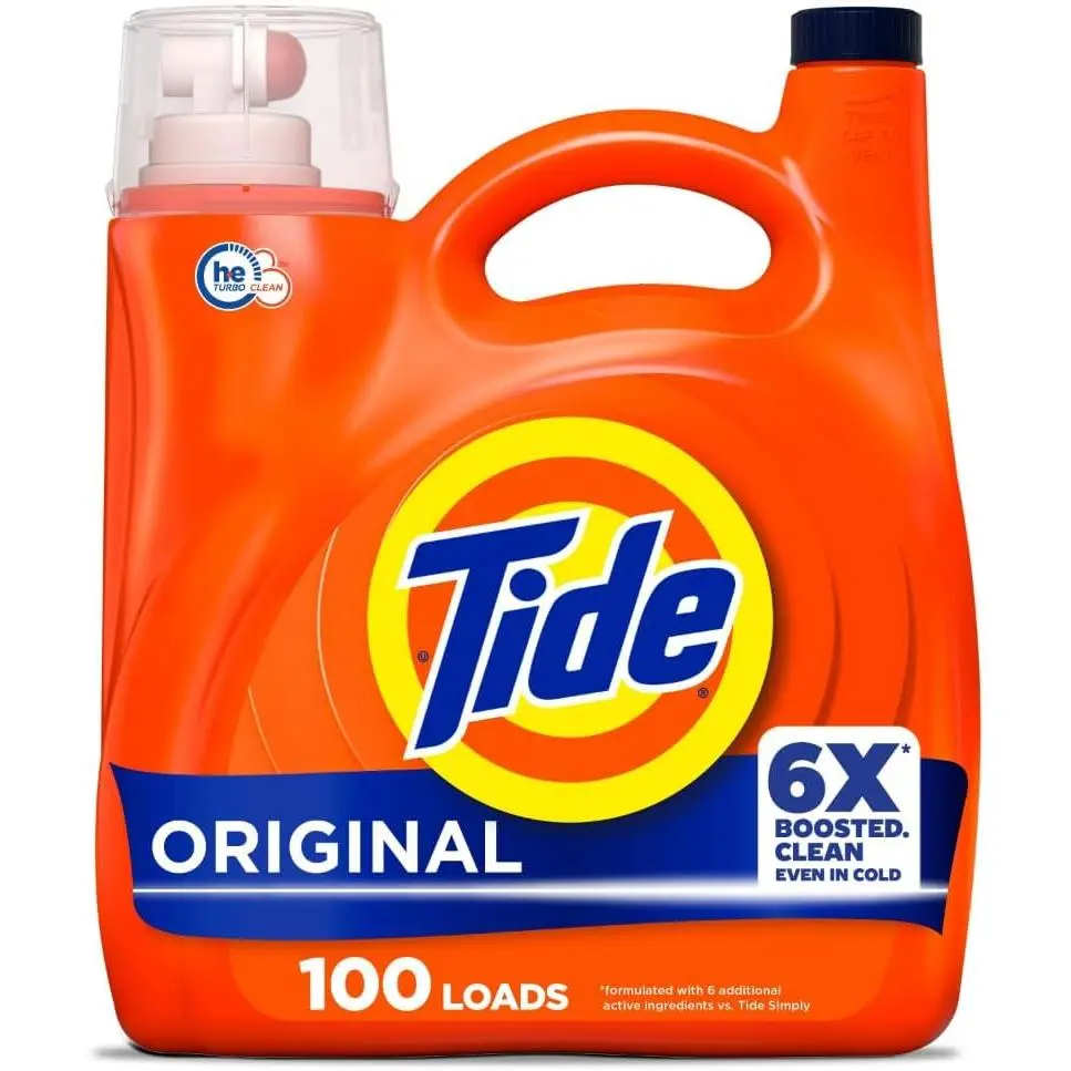 Tide Concentrated Household Laundry Detergent - Original Scent Liquid Formula, Cleaner Laundry Fragrance, 125 fl oz, 100 Loads, Boosted Cold Water Clean Liquid Detergents