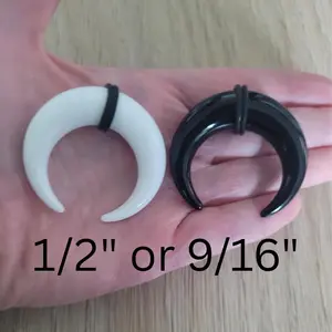 Large Acrylic Ear Pinchers 1/2" or 9/16" Black or White Tapers Horseshoes Gauges Crescents for Stretched Ears Jewelry 12mm 14mm
