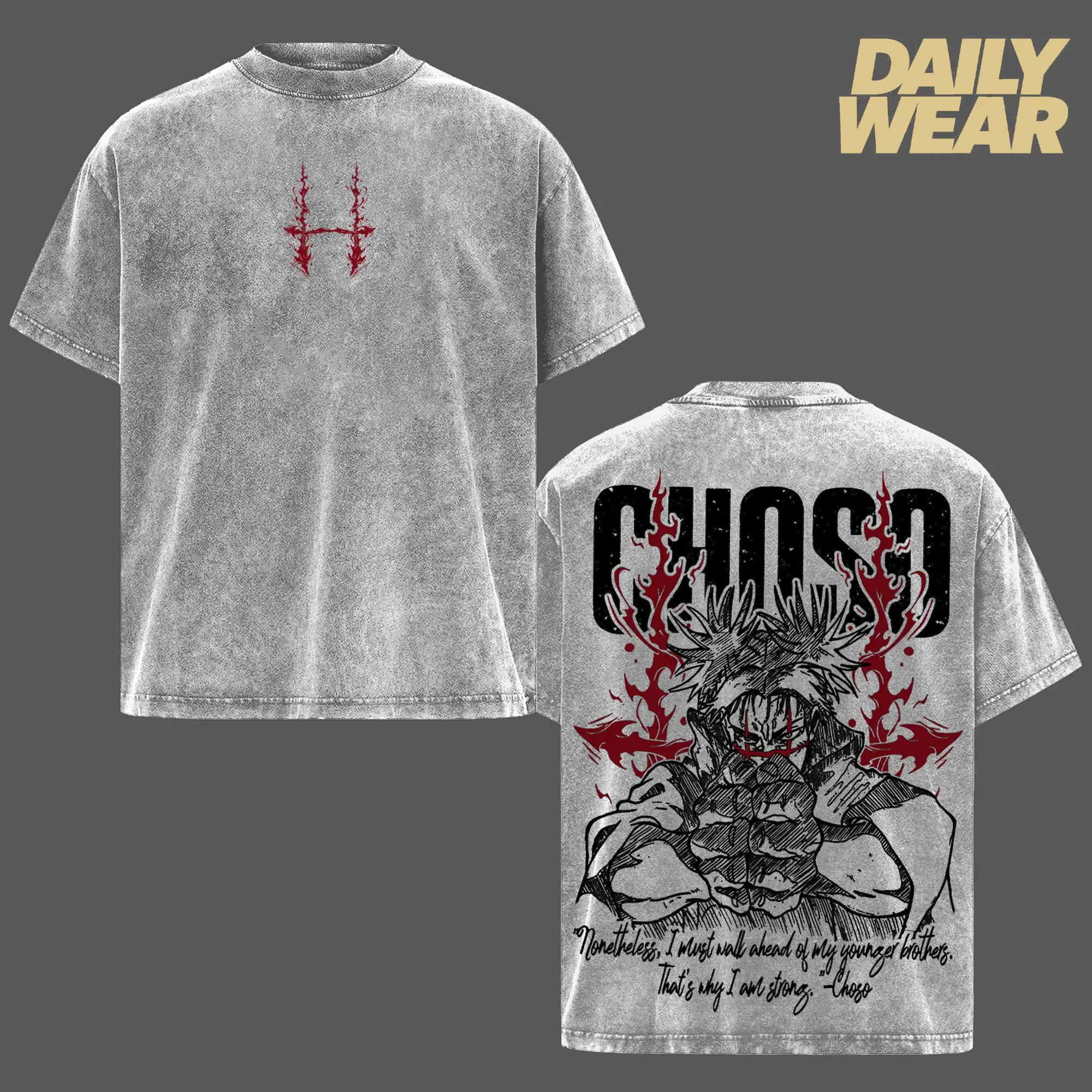 Choso Vintage Washed Oversized T-Shirt, JJK Choso Culling Game Graphic Tee, Unisex Streetwear Anime Soft Cotton Top Outfit for Men, Casual Menswear Gift for Jujutsu Kaisen Fans