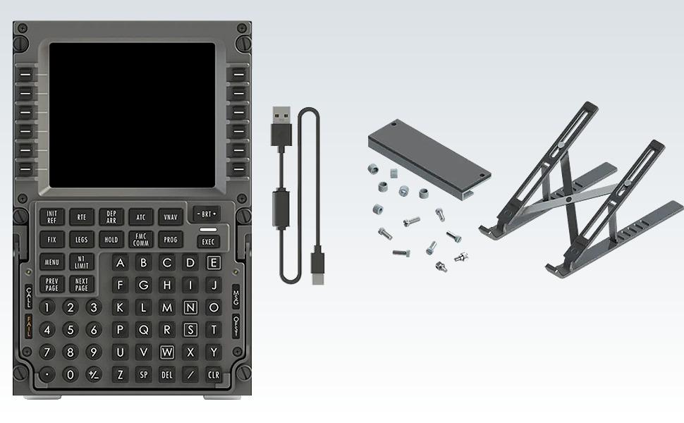 Cockpit Simulator 737M CDU Flight Simulator Control Display Unit – 1:1 CNC Aluminum Hardware, Real Silicone Keys, Full-Color Display, USB-C Plug-and-Play