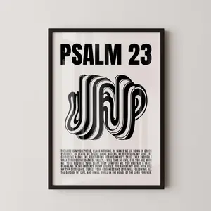[UNFRAMED POSTER] Scripture Wall Art Psalm 23 Modern Teen Boy Room Decor Faith Based Wall Decor For Men Black White Bible Verse Poster Minimalist Christian