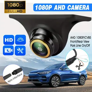 AHD-1080P & CVBS Support, Front/Rear/Left/Right View Backup Camera Fisheye Camera for Cars - Full HD Night Vision, 170° Wide Angle, Front & Rear Parking Assistance, Easy Installation, Golden Lens, Compatible with Pickup Trucks, SUVs, RVs, Vans