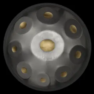 9 and 12 Note Handpans in SILVER + Gold Dimple Mandala | Generation 4s