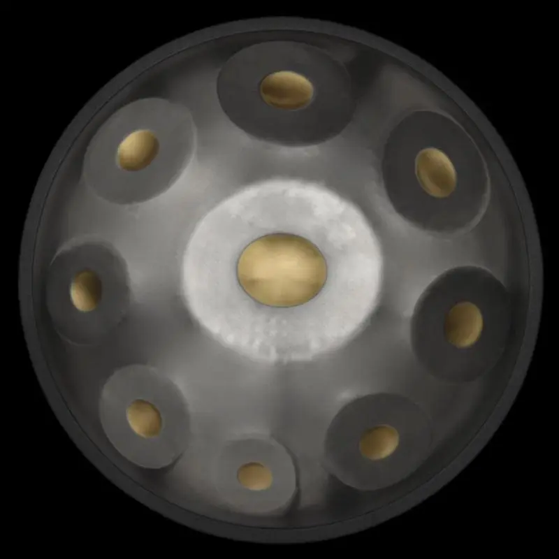 9 and 12 Note Handpans in SILVER + Gold Dimple Mandala | Generation 4s