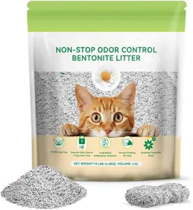 Bentonite Litter Sodium Mineral  Litter Clumping, Odor Control Kitty Litter for Self Cleaning Box & Automatic Litter Box, Dust Free,  Durability, 10 lb