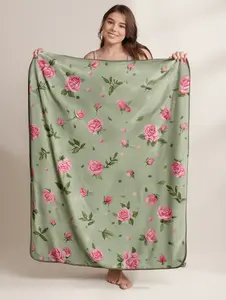 Floral Print Pattern Velveteen Super Soft Plush Blanket | Botanical Throw For Bedrooms and Living Rooms