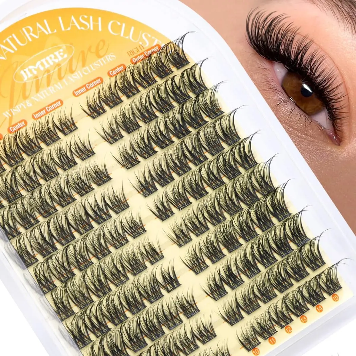 Natural Cat Eye Eyelash Clusters, Fine Premapped Individual Lashes 10–15 mm for a Natural Look, Easy-to-Apply Lash Clusters, Wispy Clusters