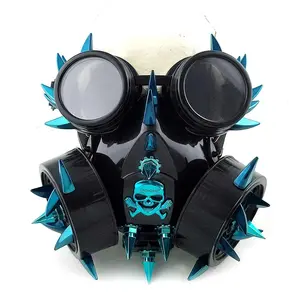 New Skull Cosplay Blue Spike Gas Mask Steampunk Mask