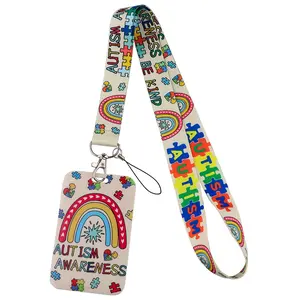 Colorful Puzzle Autism Awareness Neck Strap Lanyard for Keys Keychain Badge Holder ID Credit Card Pass Hang Rope Lariat Mobile Phone Charm Accessories Doctors Nurses Gifts Handmade Keychain