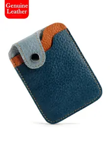 Men's Business Card Wallet, Short Genuine Leather, Retro Bank Card Holder, Minimalist Short Purse, Snap Coins Bag, Slim Wallets