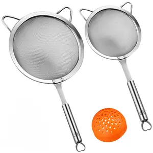 Gourmet Easy Stainless Steel Strainer Set, Rice Strainer set, Flour Sifter for Baking,  Strainers for Kitchen with Sturdy Handle