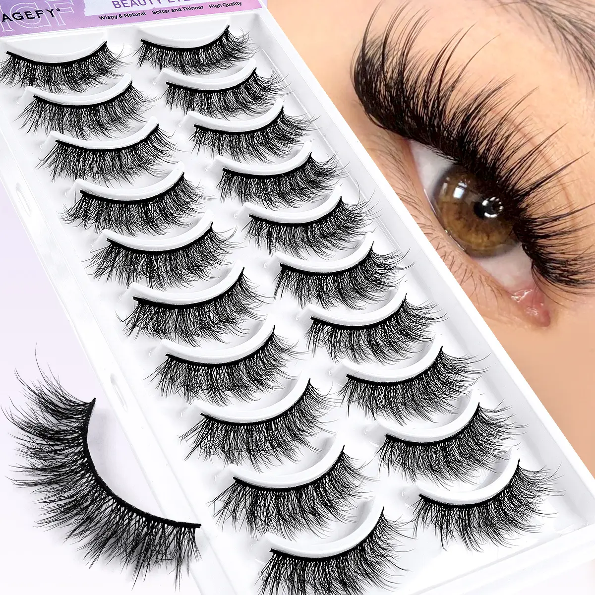 Magefy 10 Pairs Anime Lashes, Fluffy Manga Style Spiky Lash Set, Lightweight and Slim Design for Comfortable All-Day Wear, False Eyelashes & Adhesives, Women, Cosmetic, Volume Fluffy Lashes