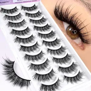 MAGEFY 10 Pairs of Natural Full False Eyelashes– Lightweight and Slim Lash Strips for Party,Easy to Apply, Manga-Style Eyelashes for Women