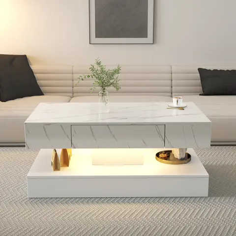 LED Coffee Table, Modern Coffee Table for Living Room,Living Room Tables,Large Living Room Furniture,LED Lights