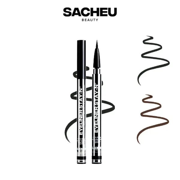 sacheu Eyeliner STAY-N - All-Day Liquid Eyeliner - flexible tip, felt-tip brush, smudge-proof, long-wear makeup