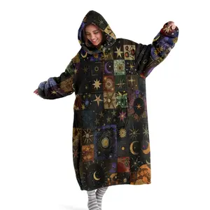 hoodie blanket，Wearable Blanket，Unisex Hooded Blanket Sweatshirt, Wearable Vintage Starry Sky Print, Warm Lazy Boyfriend Sweater, TV Blanket, Birthday Gift，Christmas Gift,Valentine's Day gift