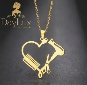 18K Gold-Plated Hairstylist Heart Pendant Necklace
