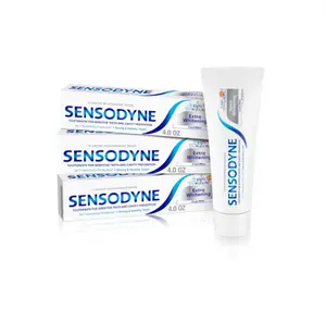 Sensodyne Extra Wh!tening Sensitive Teeth and Cavity Prevention Whitening Toothpaste - Cool Mint, 4 Ounces (Pack of 3) - Oral Cream Gentle