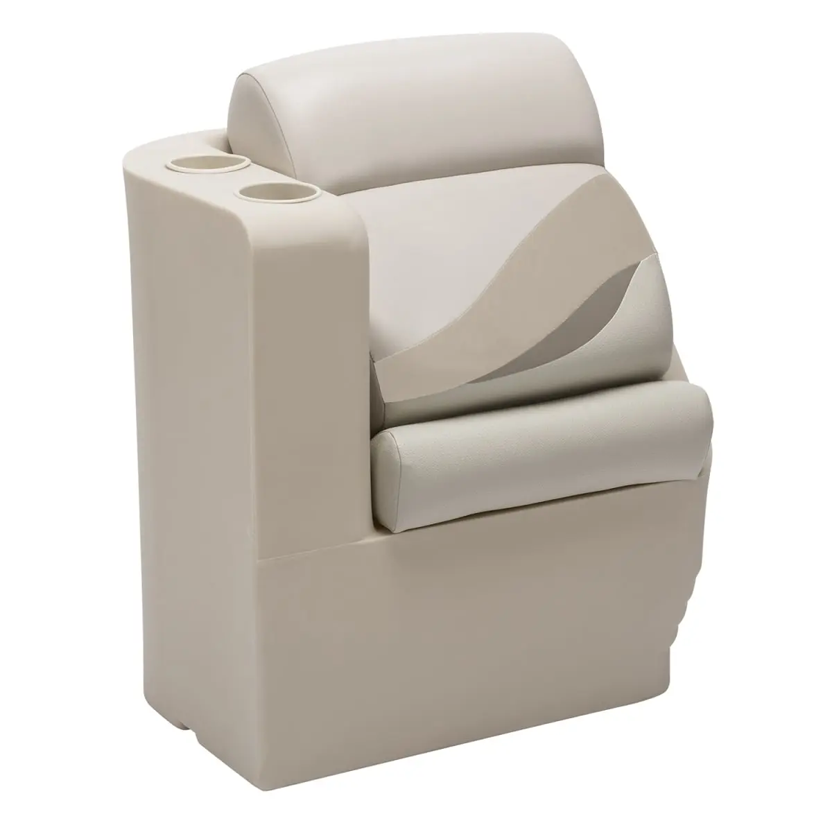 Wise Premier Pontoon Lean Back Left Radius Seat - Marine Grade Contoured, Reclining Rotomolded Seat with Storage Space for Pontoon Boats, Stone, Mocha Java, Khaki Water Sports Seating