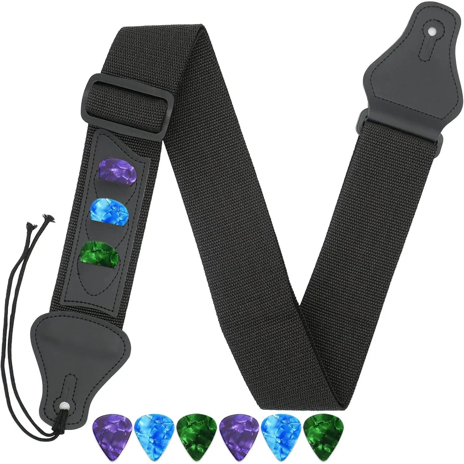 Guitar Strap,Acoustic Electric Guitar With 3 Pick Holders and 6 count Picks Guitar Accessories, for  Guitars