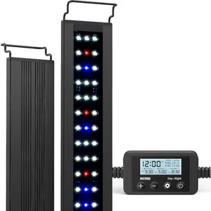 Plants LED Aquarium Light, 18-24 in, 13 Watts, Full Spectrum Fish Tank Light with Timer, Day and Night Cycle, Brightness Adjustable
