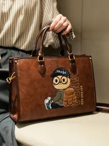 Fashionable High-End Handbag, Vintage Large Capacity Shoulder Crossbody Boston Bag, Commuter Texture Tote Bag for Women