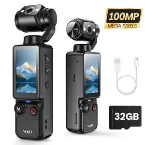 W&O Vlogging Camera, Portable 2.5K Ultra HD Video Recorder with 180° Rotating Lens, Handheld Stabilizer Pocket Camera