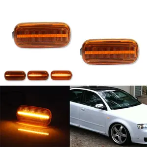 Amber Lens Dynamic LED Side Marker Blinker Signal Lights For Audi A4 B6 B8 B7 A6 S6 Replaces OEM 8E0949127 8E0 949 127, 8N0 949 AU2570102