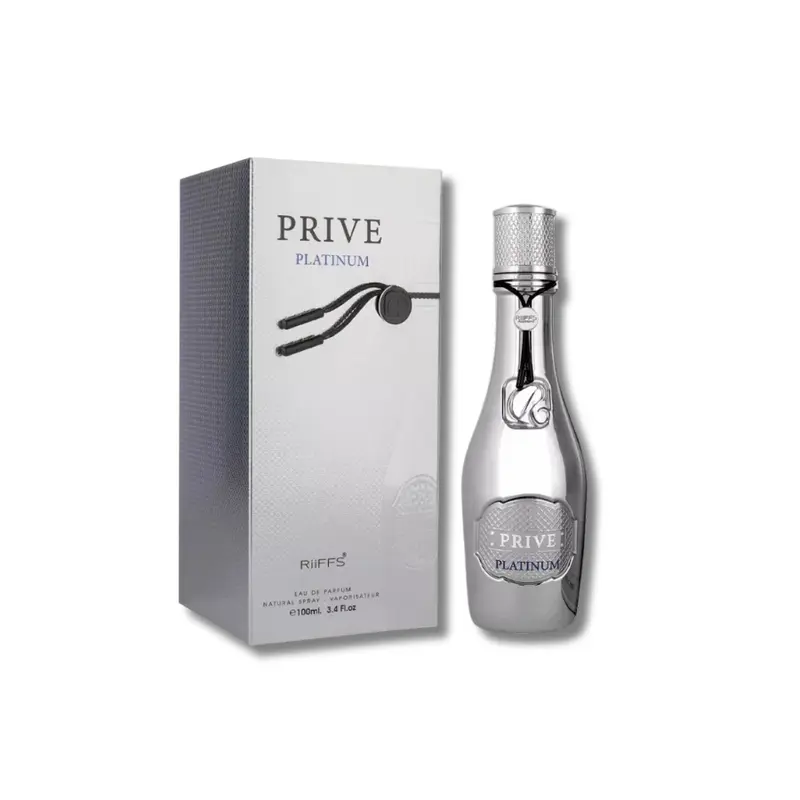 Riiffs Prive Platinum Eau De Parfum - 3.4 fl oz Regular Edition Unisex Alcohol Base Fragrance, Elegant Luxurious Woody-Warm Spicy Scent with Patchouli, Green Tea, Citrus, Fruity Fresh Hit Notes, Beauty & Personal Care Liquid for Adults
