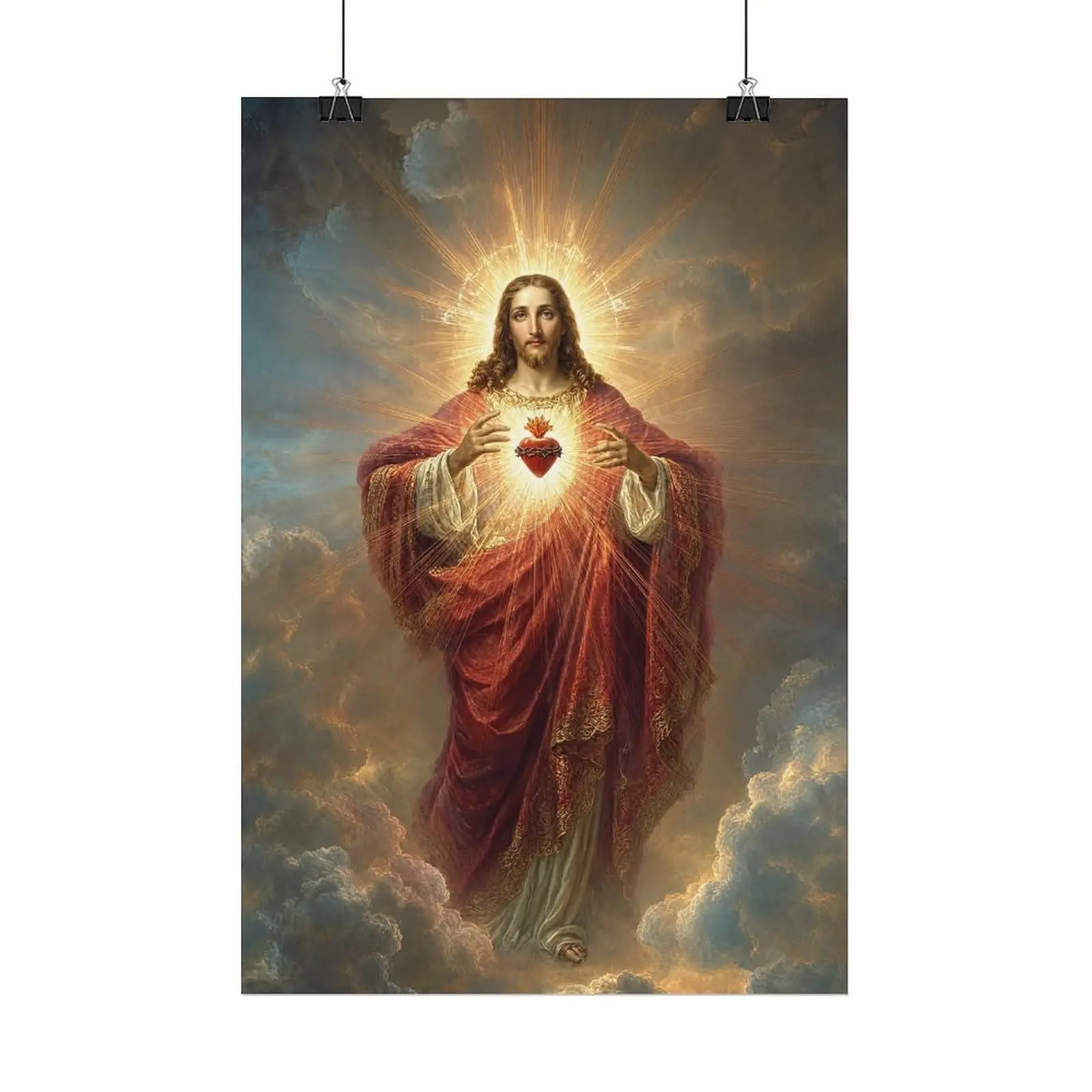 Sacred Heart of Jesus Canvas Wall Art | Christian Home Decor, Religious Wall Art, Catholic Prayer Room Decoration, Faith Inspired Artwork，Jesus Sacred Heart Canvas Wall Art | Christian Gift, Religious Decor, Catholic Home Artwork, Prayer Room Decoration
