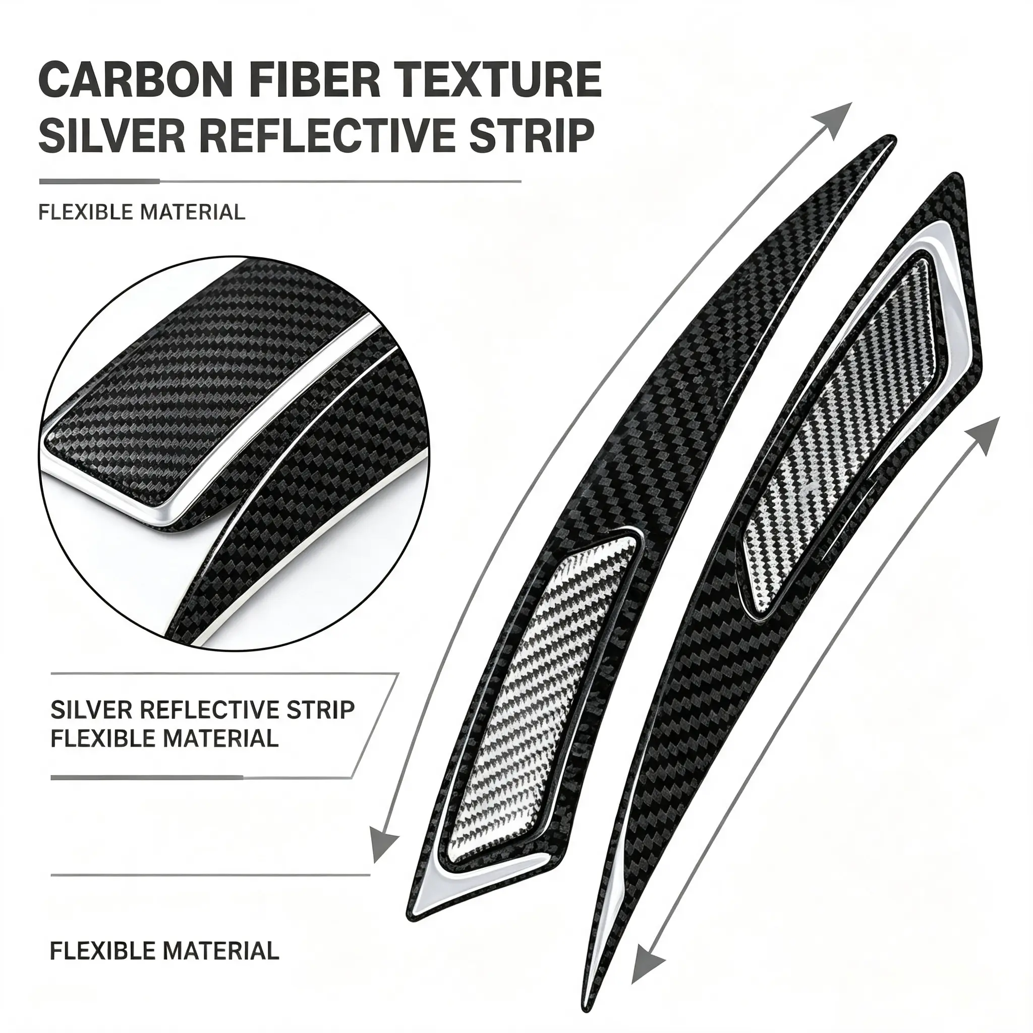 Carbon Fiber Wheel Eyebrow Trim, Red/Silver Accent 2PCS, Scratch-Resistant Fender Protector, Universal Car Wheel Arch Decal