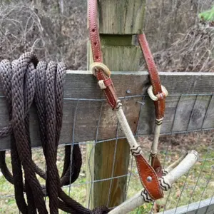 Complete Horse Size Bitless Rawhide Bosal and Mecate Rein