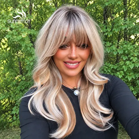 Stardust Sunnymay Women’s Machine-Made Glueless Synthetic Wig, 24-Inch Loose Wave Blonde Champagne Wig, Soft Synthetic Fibers, Easy-Wear Comfortable Fit, Ideal for Daily Wear