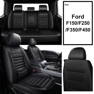 Custom Car 5-Seat Covers Full Set Waterproof Fuax Leather Full Coverage Front & Rear Full Set All inclusive Customed Car Cushions For Ford F150 2009-2026 & F250/F350/F450 2017-2026 Truck